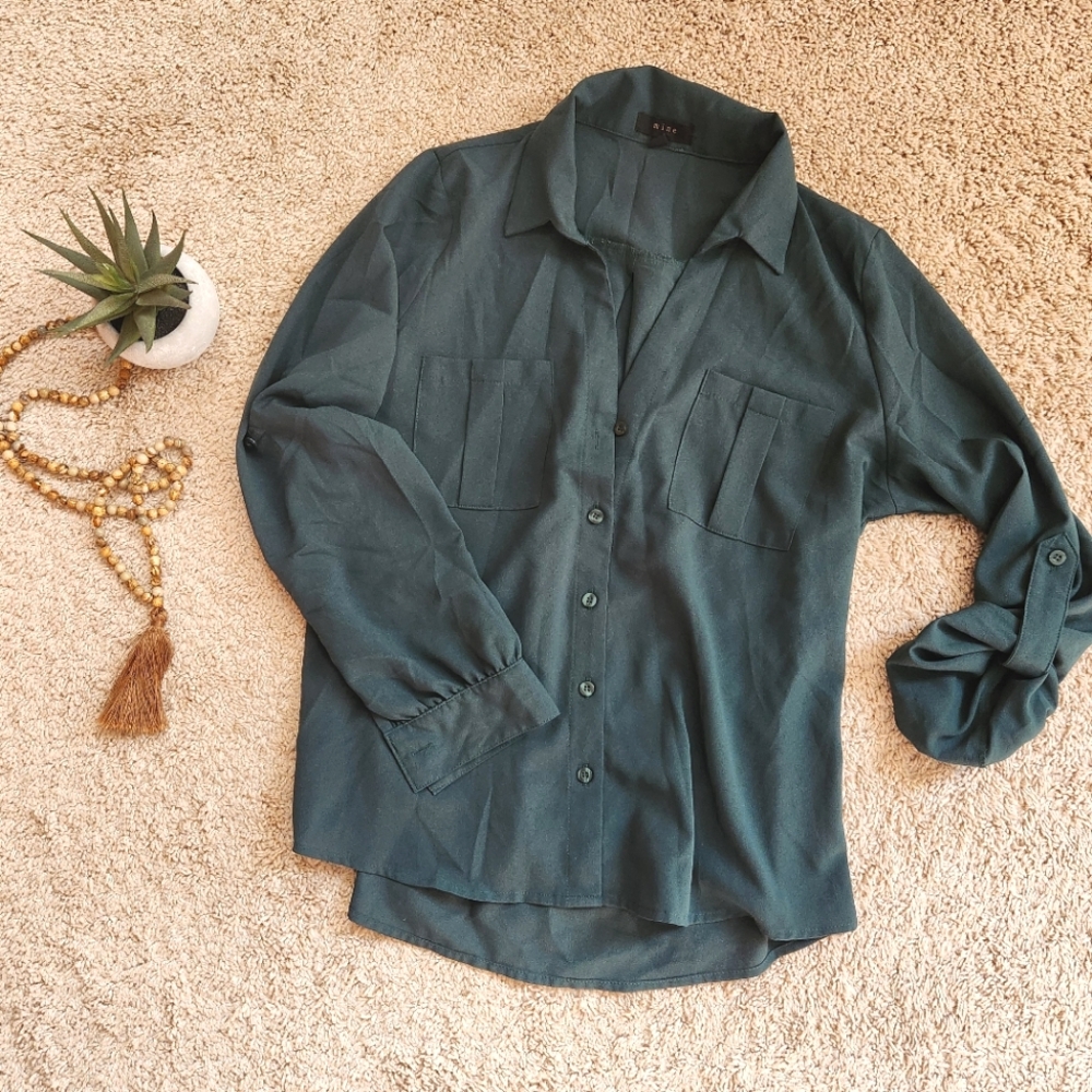 Emerald Green Collared Blouse